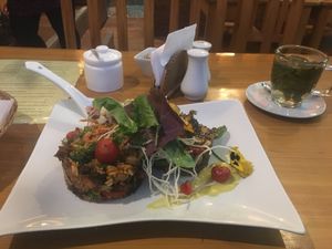 Amazing meal combining two half portions to sample. Delicious, great service and beautifully presented  at Chia Vegan Restaurant in Cusco