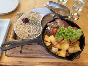 Lomo salteado   at Chia Vegan Restaurant in Cusco