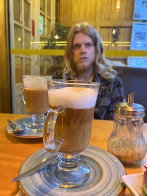 Almond milk cappuccino   at Chia Vegan Restaurant in Cusco