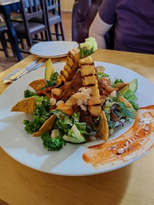 Nacho salad (amazing flavours) at Chia Vegan Restaurant in Cusco