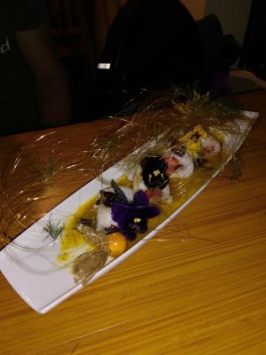 Pretty coconut dessert at Chia Vegan Restaurant in Cusco