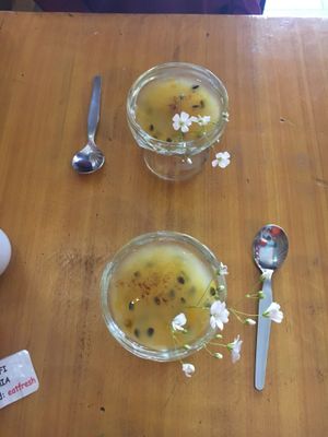 Passion fruit dessert! at Chia Vegan Restaurant in Cusco