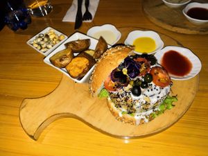 Quinoa burger at Chia Vegan Restaurant in Cusco