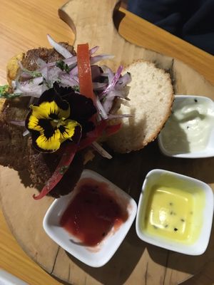 Sándwich de chicharrón at Chia Vegan Restaurant in Cusco