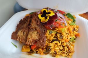 Paella at Chia Vegan Restaurant in Cusco