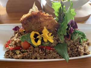 Quinoa dish at Chia Vegan Restaurant in Cusco
