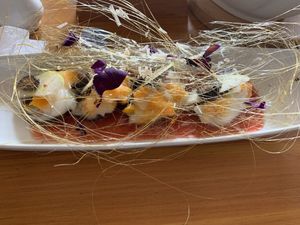 Mango ravioli at Chia Vegan Restaurant in Cusco