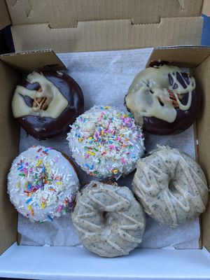 Turtle, sugar cookie and chocolate Earl Grey. Sooo good! at Frickin' Delights Donuts in Devon