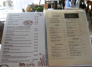 part of the menu at BIA Cafe in Kathmandu