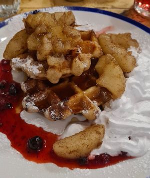 Vegan Belgian Waffles at The Koffee Pot in Manchester