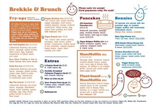 Menu at The Koffee Pot in Manchester