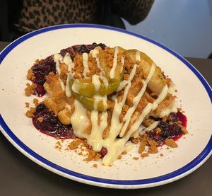 apple crumble waffles  at The Koffee Pot in Manchester