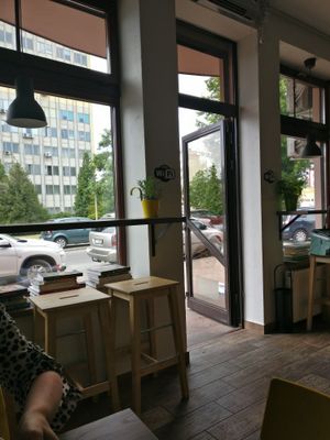 Loads of recipe books to read while you wait. at Wegemania in Kielce