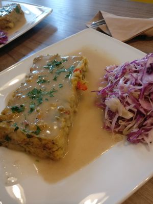 Millet loaf in horseradish sauce, delicious as always. at Wegemania in Kielce