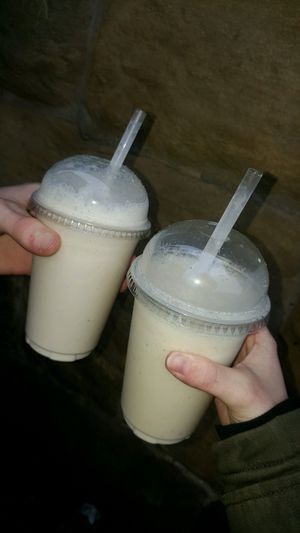 The Raspberry Rose and White Chocolate vegan milkshakes at The Origami Cafe & Gift Shop in Alnwick