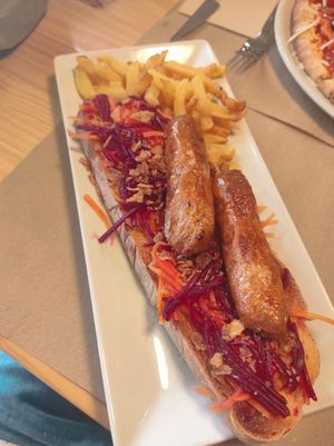 Salchichas de beyond at Cafe Del Fin in Toledo
