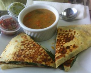 Gluten free chipotle burger quesadilla at Apple a Day Store & Cafe in Miami Beach