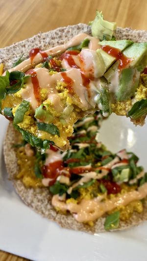 Tofu pizza  at Apple a Day Store & Cafe in Miami Beach