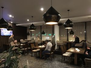 In the cafe  at Satva Vegetarian Cafe in Moscow