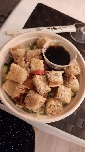 Rice noodles with spring rolls at Eatnam - Odengatan in Stockholm