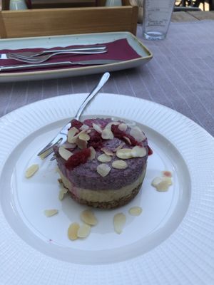 Raw raspberry cake  at Culture Club Strudla in Podgorica