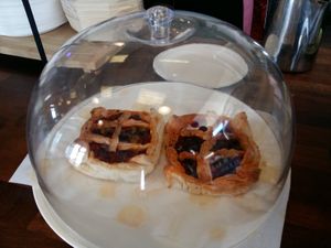 Vegan savoury tarts, told soups are suitable and vegan cakes had sold out at Greenwich Pantry @ Arts Cafe in South East London