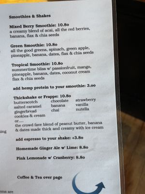 Menu part 2  at Portershed in Christchurch