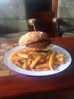 Delicious burger from specials board at Portershed in Christchurch