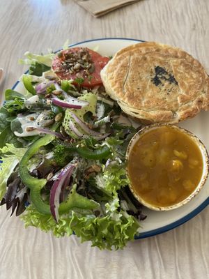 Mushroom leek pie and salad  at Portershed in Christchurch