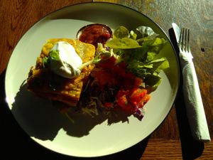 Lasagna, salad & dip (daily special) for $16 at Portershed in Christchurch
