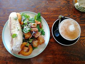 'chicken' nugget panini (vegan)  at Portershed in Christchurch
