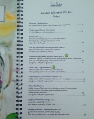 Menu at Landtmann's Jausen Station in Vienna