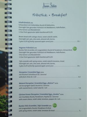 Breakfast Menu at Landtmann's Jausen Station in Vienna