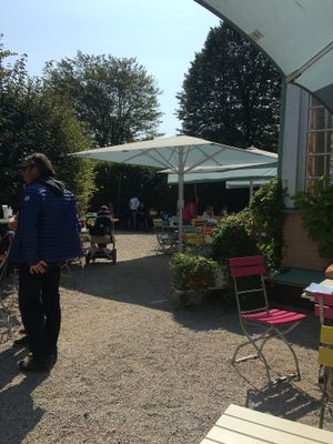 Outdoor seating at Landtmann's Jausen Station in Vienna
