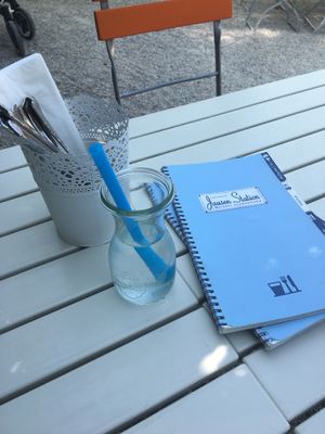 Outdoor seating at Landtmann's Jausen Station in Vienna