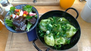 Austrian potato pasta at Landtmann's Jausen Station in Vienna