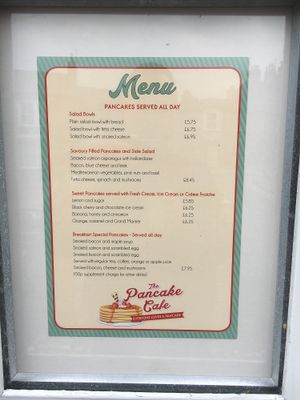 Menu at The Pancake Cafe in Durham