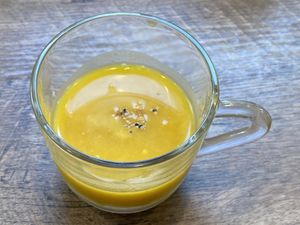 Vegan pumpkin soup  at Cafe Kinowa in Atami