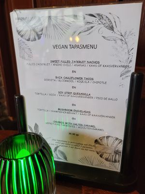 This is the new vegan tapas menu. Other vegan mexicanstyled dishes avaible. Friendly owner and staff. at Noorderhuis in Roeselare