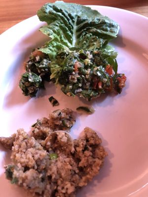 Taboule und Kartoffel-Kibbeh at Blume Wollbach in Kandern