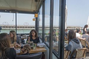 looking out at Nimrod Cafe - Port in Tel Aviv