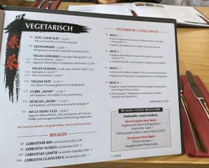 Menükarte at Lotus in Loerrach