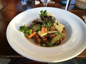 chanterelle and asparagus at Rosengarten in Loerrach