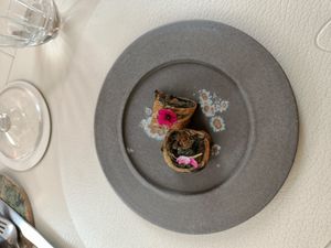 Eggplant maki at Humus x Hortense in Brussels