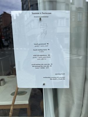 Menu  at Humus x Hortense in Brussels