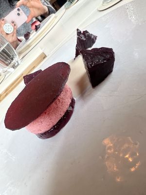 Beetroot and fermented cherry with sichuan pepper   at Humus x Hortense in Brussels