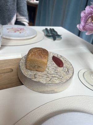 Focaccia with beetroot ketchup (best of my life)  at Humus x Hortense in Brussels