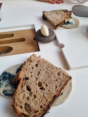 Sourdough & almond butter at Humus x Hortense in Brussels