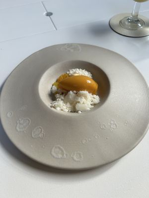 Sweet potato icecream with Belgian citrus  at Humus x Hortense in Brussels