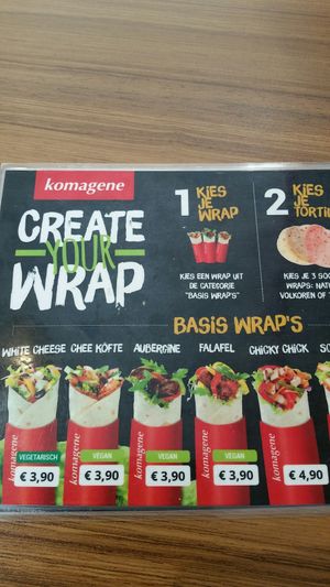 basic wrap menu at Komagene - Wrap Home in Amsterdam